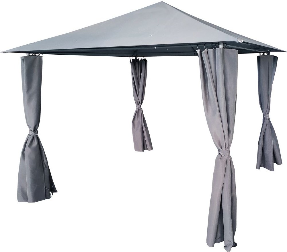 Pavillon mit Netzseiten und pulverbeschichtetem Stahlrahmen, ca. 300 x 300 x 260 cm – Grau