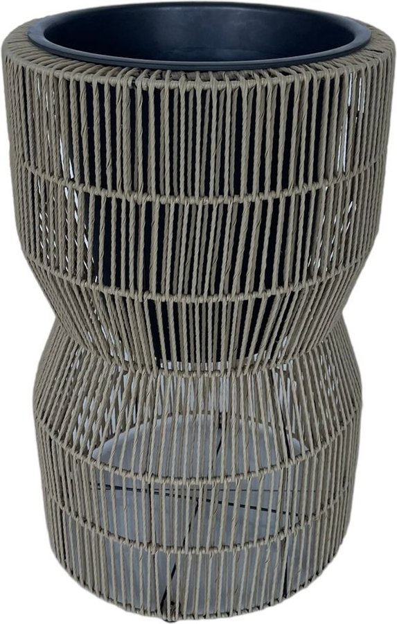 Blumentopf Flecht-Optik mit Plastiktopf