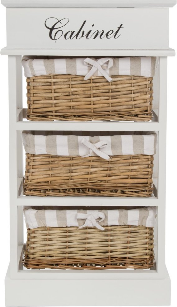 My Flair Kommode "Joana", mit drei Körben/ einer Klappe, weiss/beige/schwarz