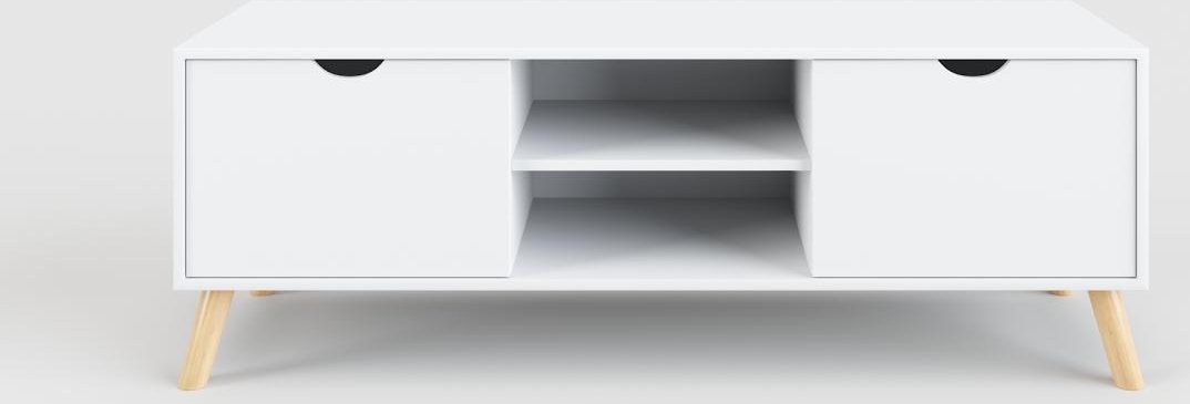 Lowboard Scandi, Weiss m. Holz