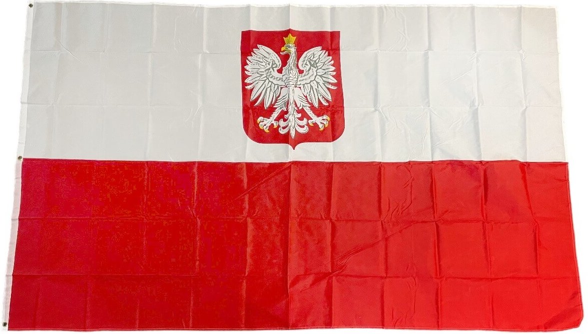 Flagge Polen mit Wappen 150 x 250 cm Fahne mit 3 Ösen 100g/m² Stoffgewicht