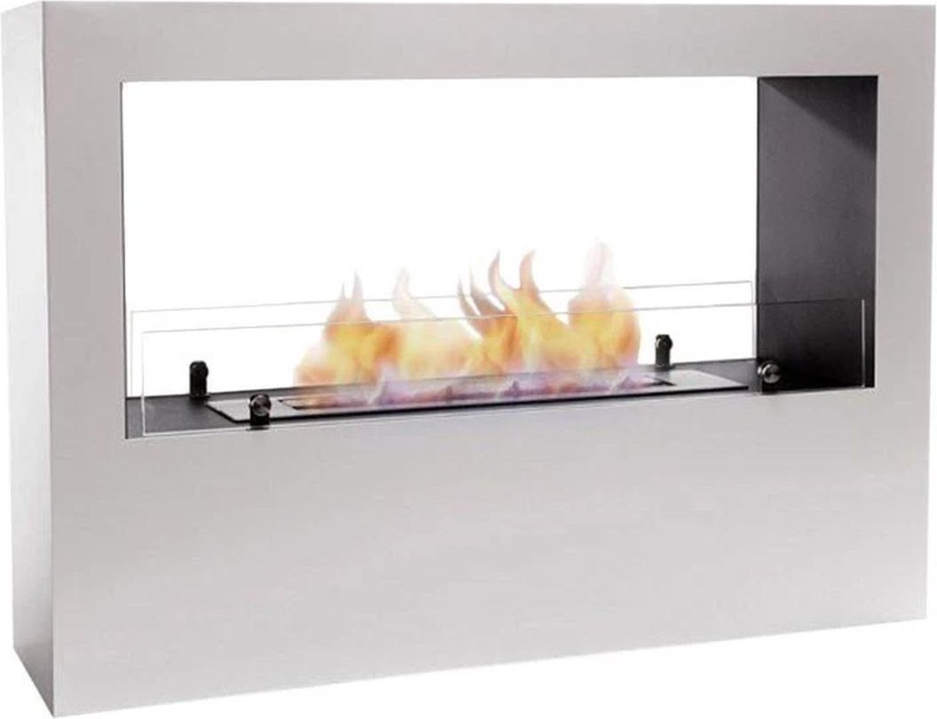 Lansing Standkamin, Weiß, zweiseitig, 3,3 kW, 3,5L Brenner, 7,5h Brenndauer