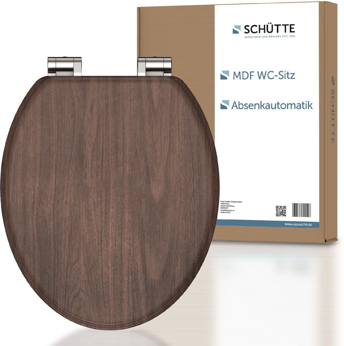 MDF WC Sitz DARK WOOD Toilettendeckel mit Absenkautomatik, Holzkern