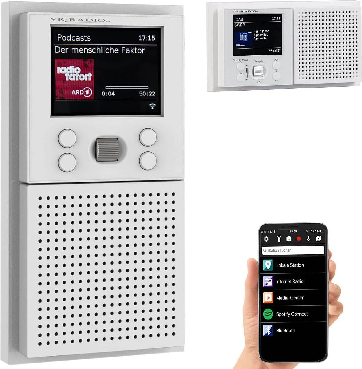 Thumbnail - VR-Radio Unterputzradio Unterputz-WLAN-Internetradio mit Bluetooth & Farbdisplay, DSP, App, MP3
