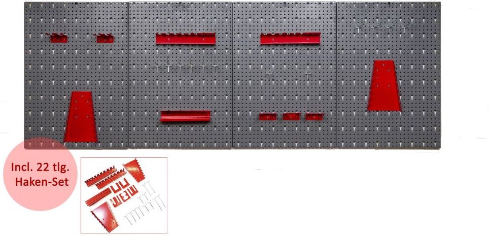 Werkzeugwand mit 22 tlg. Hakenset