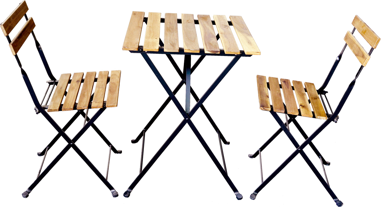 Bistroset Outdoor-Klappstuhl-Set 3tlg., 2-Sitzer mit 2 Streben aus Akazienholz geölt