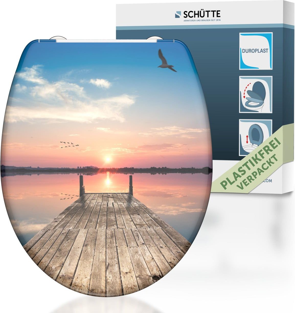 Duroplast WC-Sitz SUNSET SKY, mit Absenkautomatik und Schnellverschluss