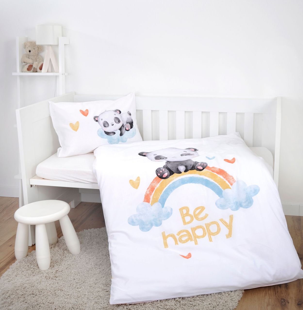 Regenbogen Panda Bettwäsche "Made in Green" Größe 40x60 + 100x135 cm