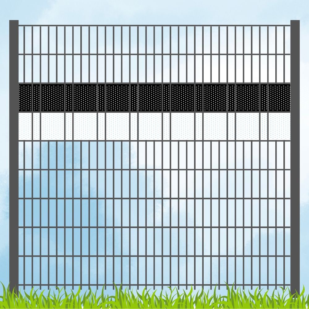 Sichtschutzstreifen Fanartikel Vereinsfarben Schwarz/Weiß Volle Streifenbreite GELOCHT