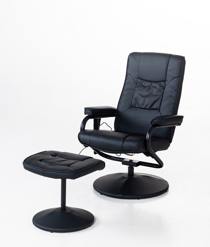Massagesessel Relaxsessel mit Heizfunktion & Fußhocker - Schwarz