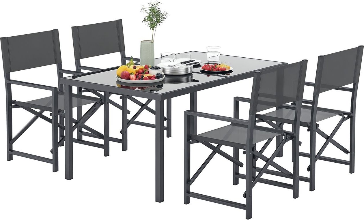 Thumbnail - Sitzgruppe 5-teilig Essgruppe Stahl für 4 Personen Esstisch mit 4 Stühlen