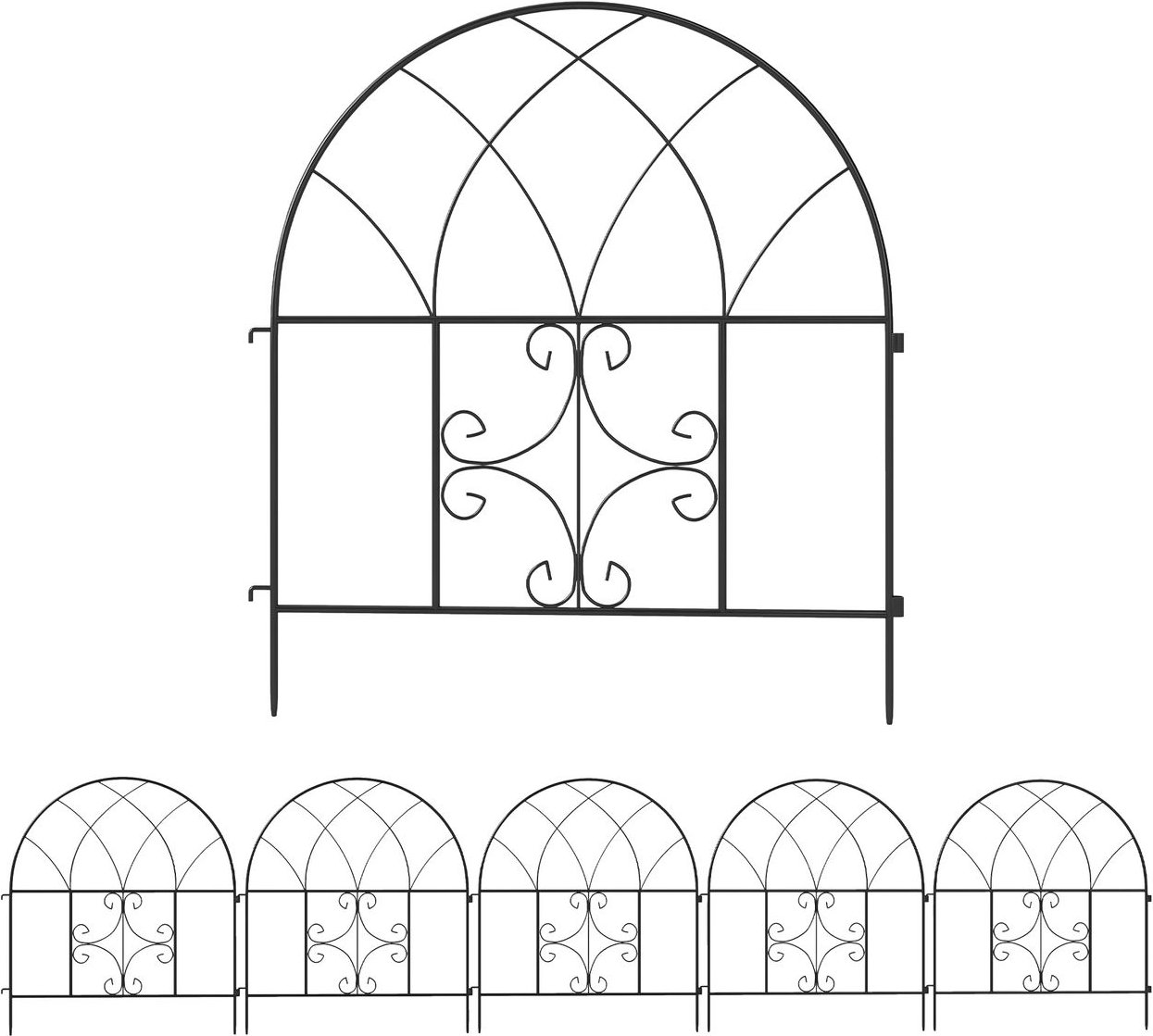 Gartenzaun Zaun Stahl 300 cm x 70 cm hoch Dekorativer Gitterzaun Set
