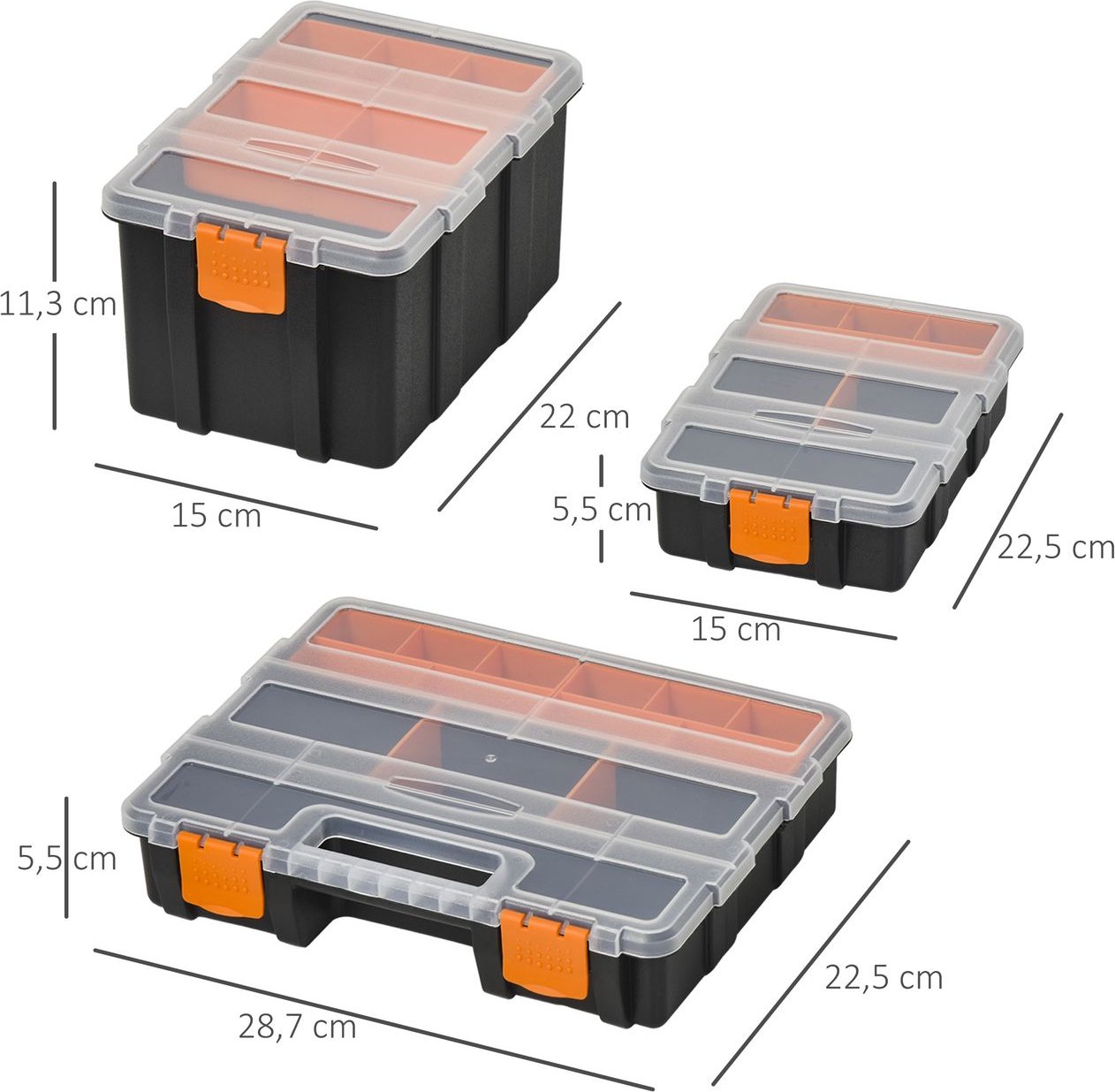 Thumbnail - 4PCS Werkzeugaufbewahrung Box Multifunktionales Werkzeugbox Sortierkasten Kleinteilemagazin Teile Kunststoff Orange+Schw...