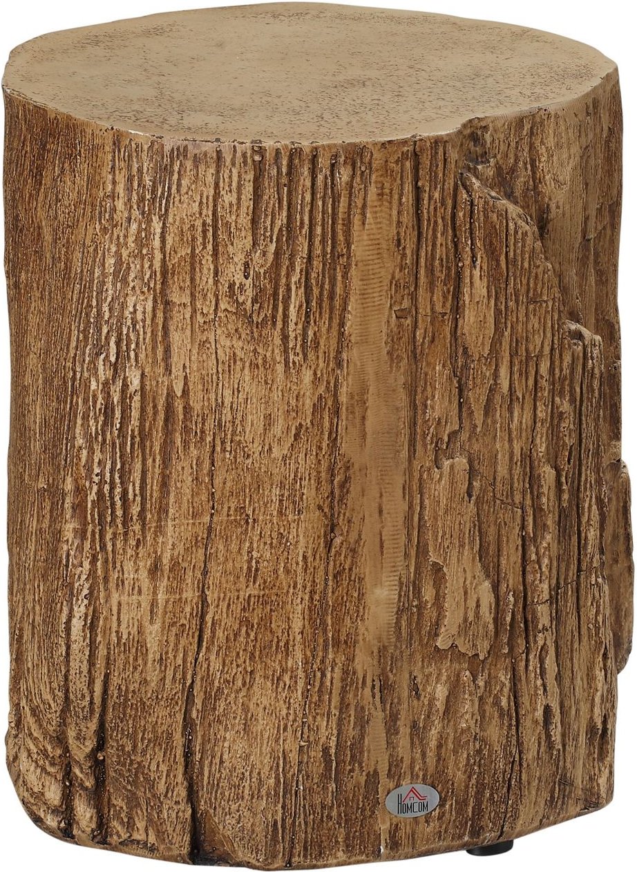 Beistelltisch Baumstumpf-Optik Indoor Outdoor Wasserdicht Erzpulver Naturholz 37 x 37 x 43 cm