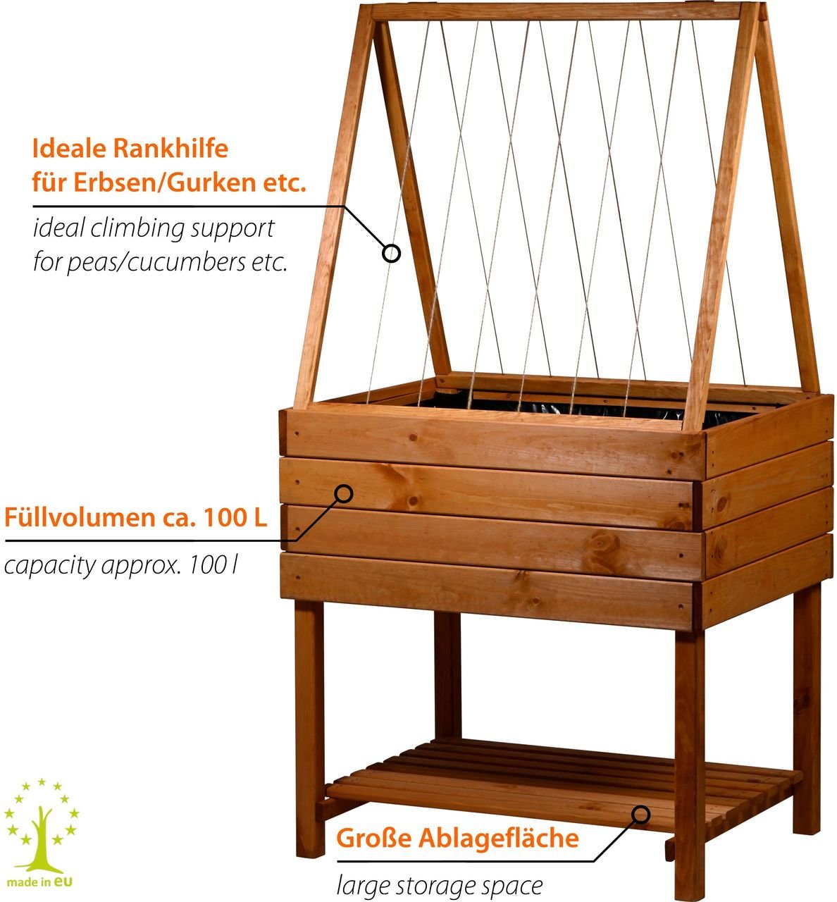 dobar Hochbeet Kubus Inkl. Rankhilfen-Aufsatz