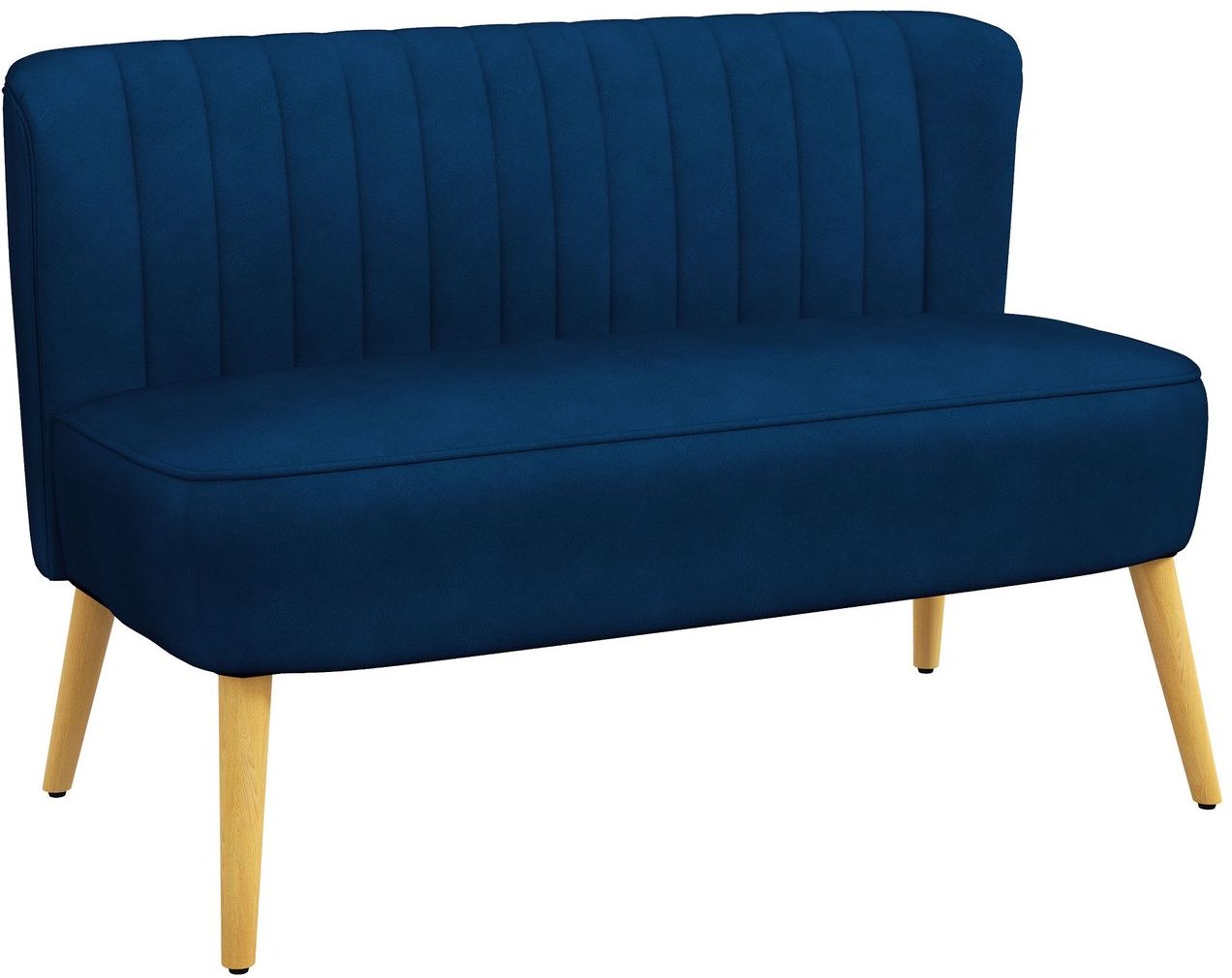 2-Sitzer Sofa Zweisitzer, Loveseat mit Leinenoptik, Holzbeine, Blau
