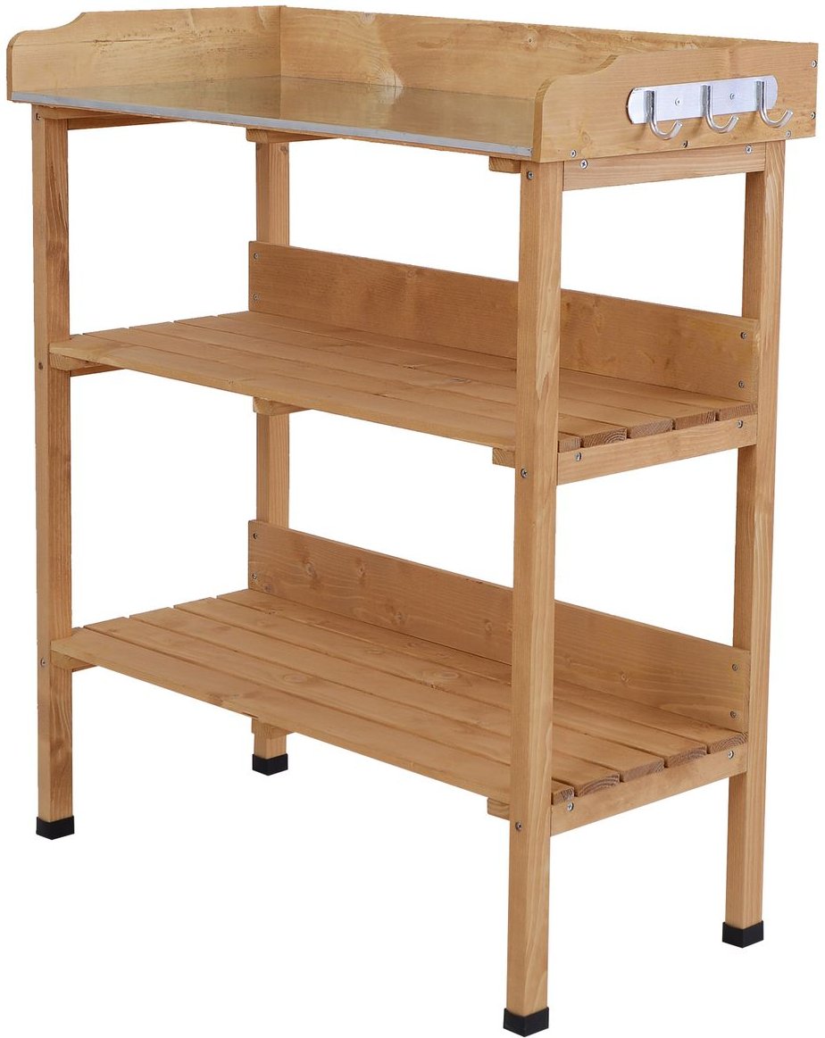 Pflanztisch Gärtnertisch Blumentisch mit Metall Arbeitsfläche Garten