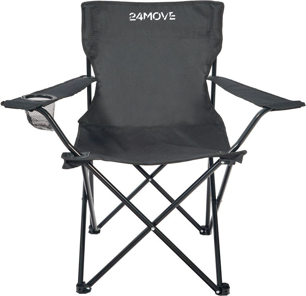 Campingstuhl Faltstuhl, schwarz, Getränkehalter Tragetasche Outdoor, faltbar max. 100kg