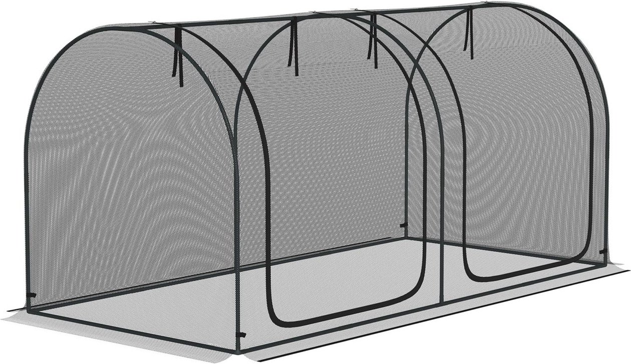 Outsunny Pflanzenschutznetz 2,5x1,2mm, Gemüseschutznetz mit Tür, Stahlrahmen