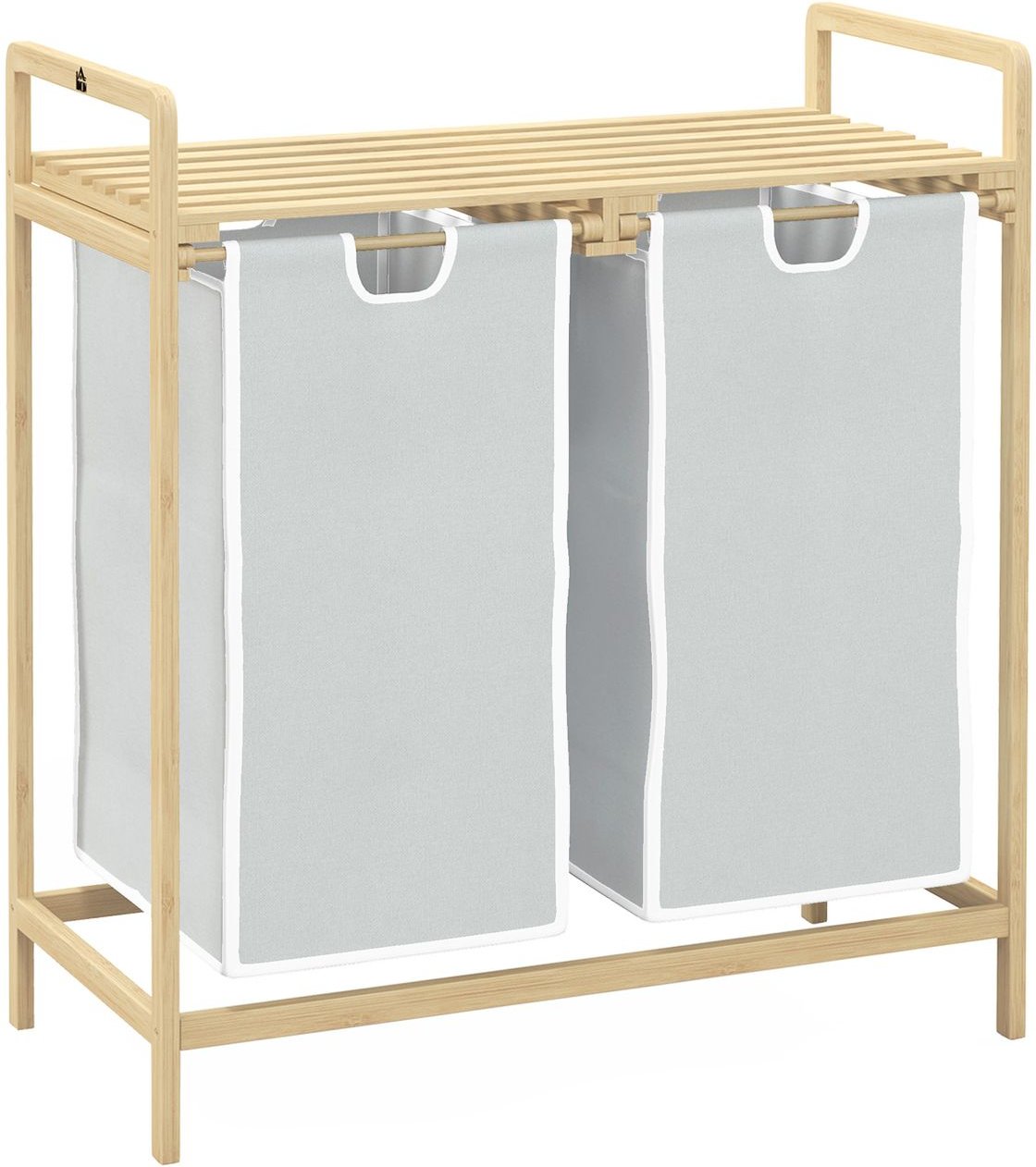 Thumbnail - Wäschekorb Wäschebox mit 2 abnehmbaren Wäschesacke Wäschesortierer Bambus