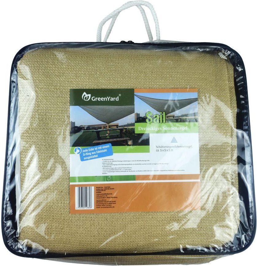 Schattierungsnetz Sonnensegel, ca. 5 x 5 x 5 m