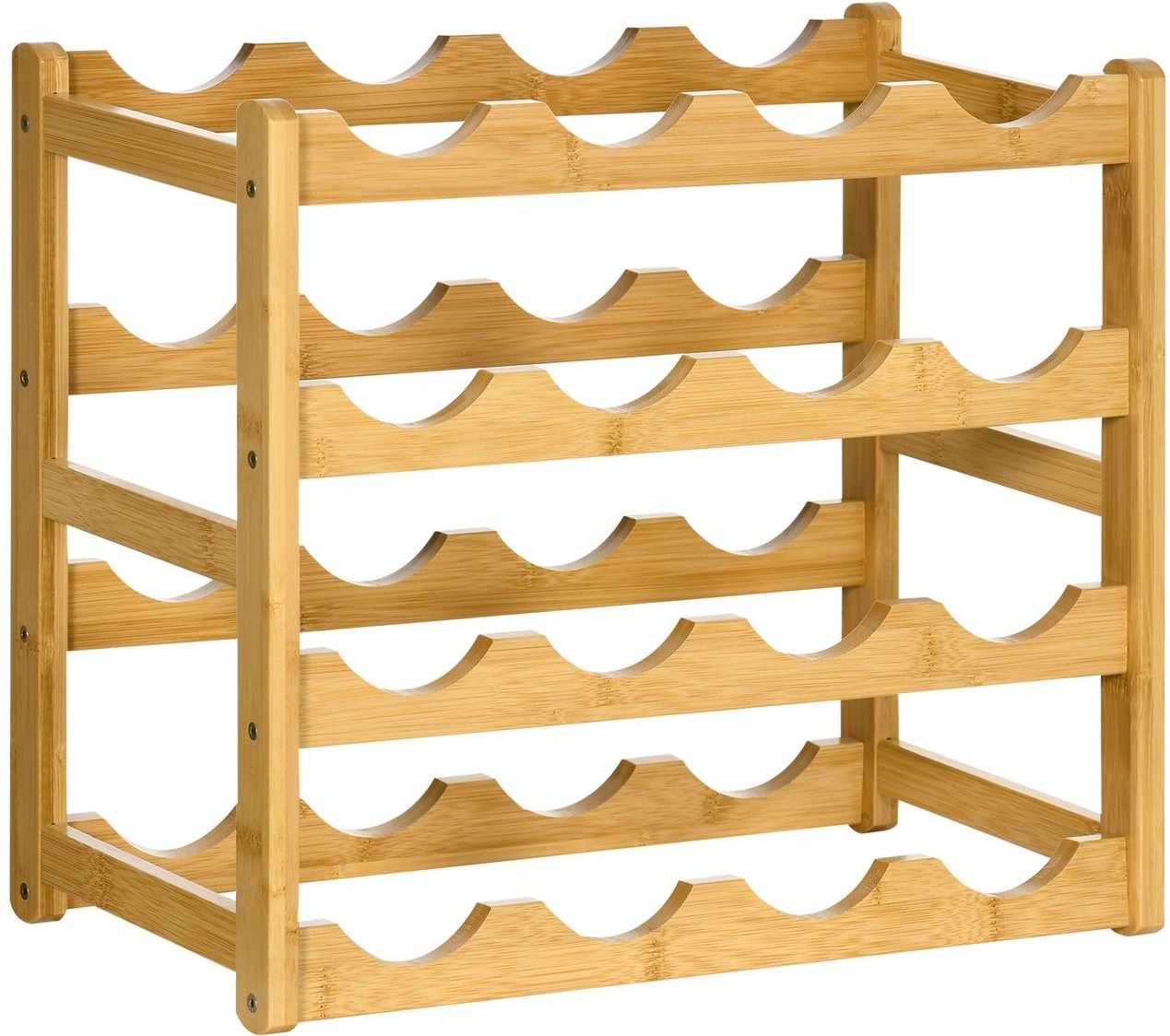 Weinregal für 16 Flaschen Wasserfestes Getränkeregal aus Bambus Naturholz 43 x 23,5 x 38 cm