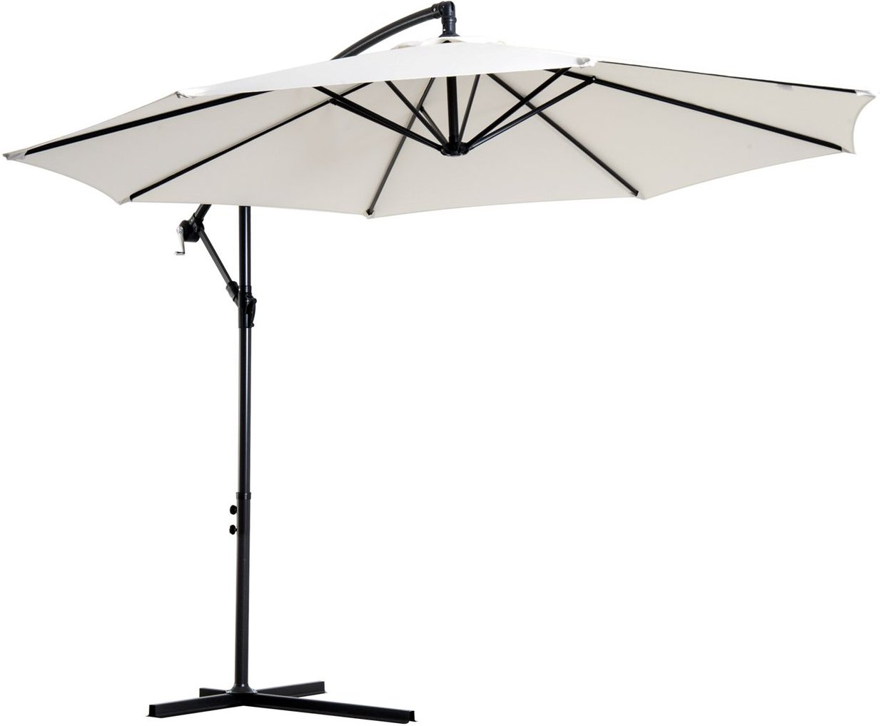 Sonnenschirm Regenschirm abnehmbar Ampelschirm Kurbelschirm Creme