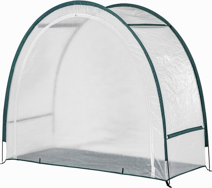 Ganzjahres-Gewächshaus mit Fiberglas-Gestänge, robuster PE-Abdeckung, ca. 200 x 80 x 170 cm - Weiß