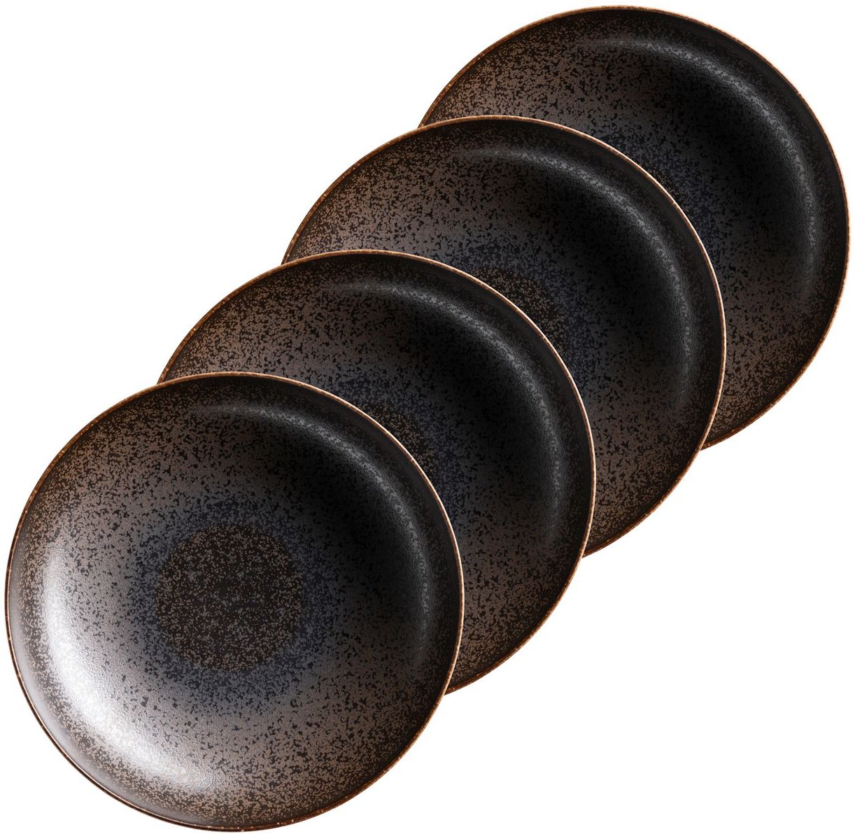 Serie Powerful, Pastateller Set für 4 Personen, Porzellan, Braun