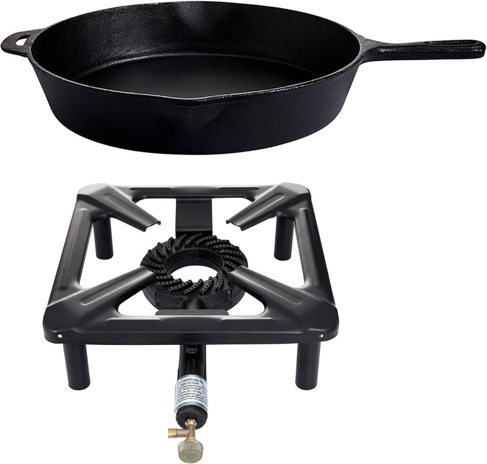 Hockerkocher ohne Zündsicherung und Gusspfanne ø 39 cm