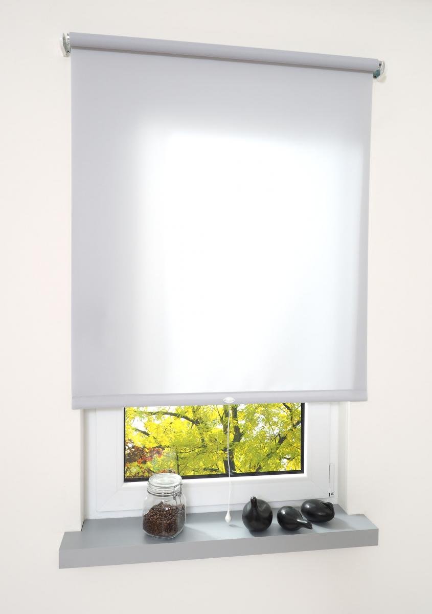Mittelzugrollo Uni, lichtdurchlässig, 142 x 180 cm Hellgrau
