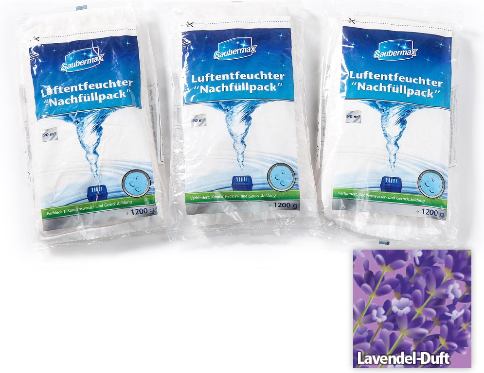 Luftentfeuchter Nachfüllpack mit Lavendel-Duft - 3er Pack