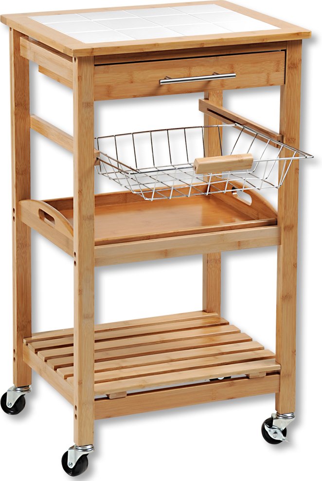 Küchenwagen, Fliesen, Bambus
