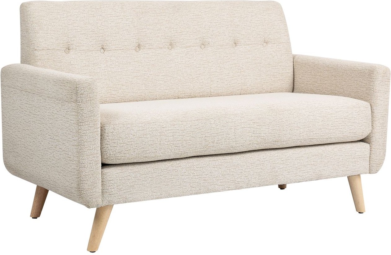 2 Sitzer Sofa, Couch mit Dickem Sitz- und Rückenkissen, Samtoptik, Beige