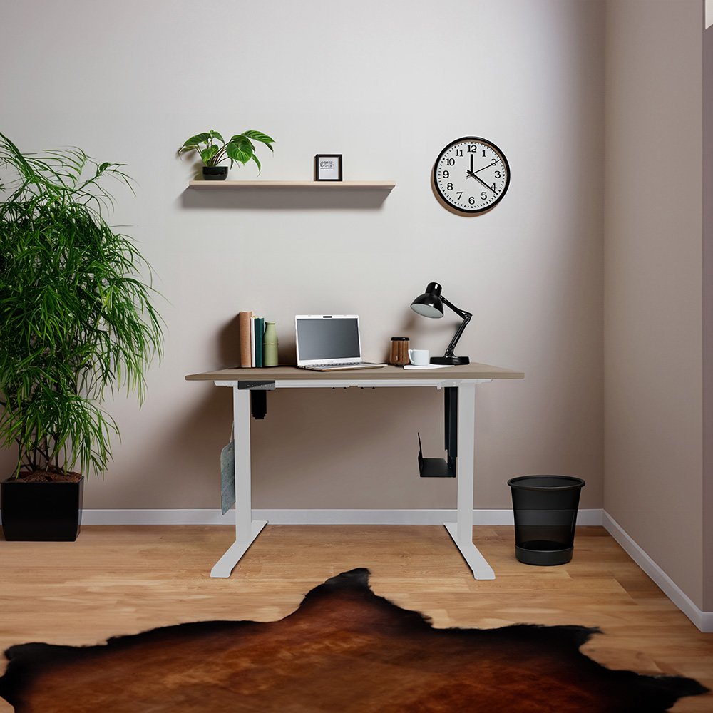 Thumbnail - HOME DELUXE Höhenverstellbarer Schreibtisch elektrisch LUMINA mit PC-Halterung - 120 x 60 cm Eiche