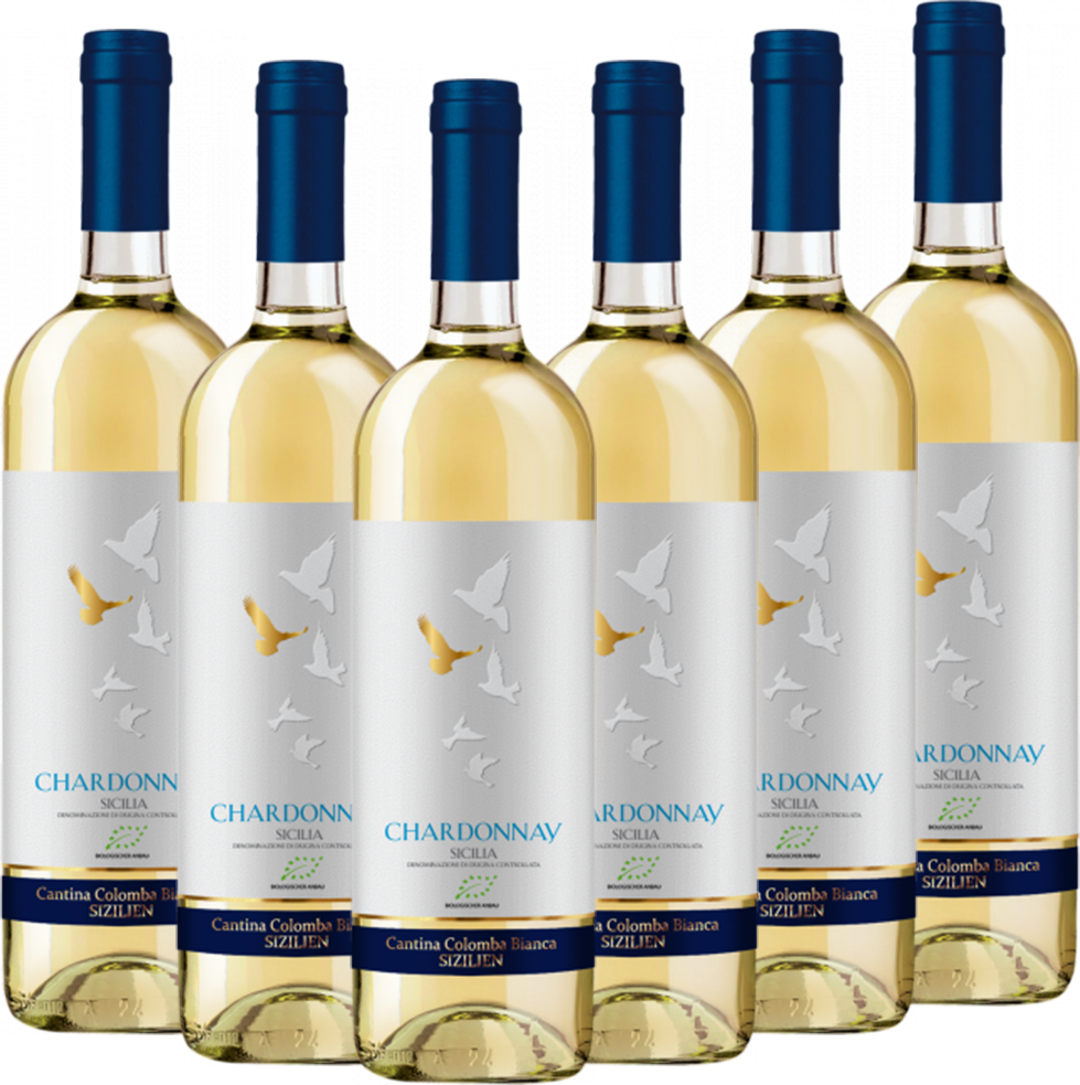 Bio-Chardonnay Sicilia DOC Colomba Bianca Italien trocken - 6er Karton
