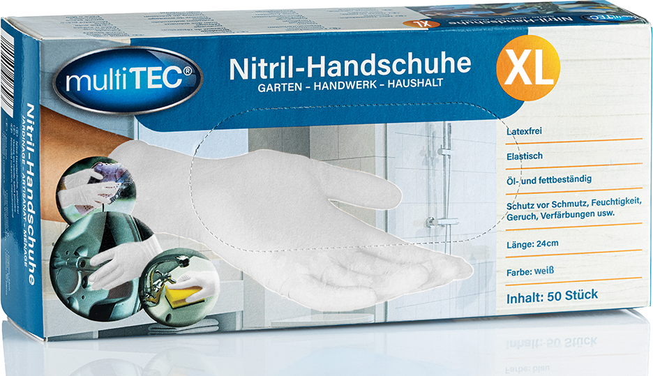 Nitril-Einweghandschuhe, Weiß, Größe XL - 50er-Pack