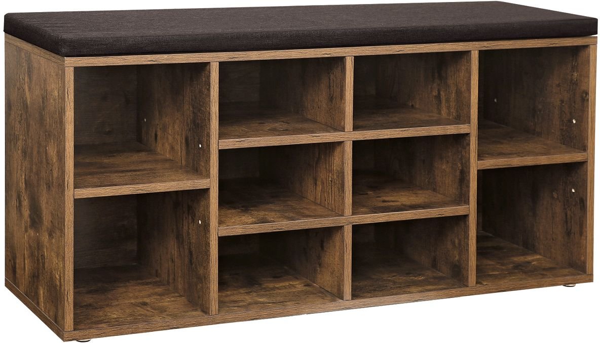 Schuhbank, 10 Fächer, mit Polsterung, 104 x 30 x 48 cm