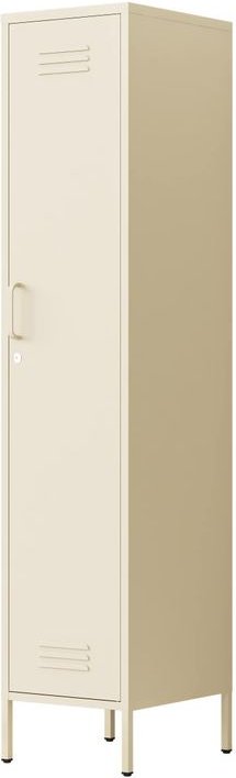 Metall-Einzeltür-Schrank mit Kleiderstange, ca.180 × 38 × 46 cm - Creme
