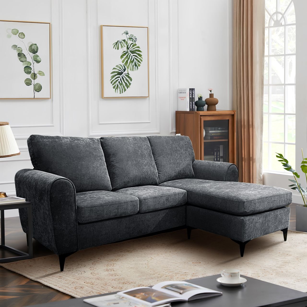 Thumbnail - Ecksofa, ca. 207 x 142-78 x 96 cm - Grau