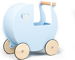 Dänischer Designer Holz-Puppenwagen (hellblau) / dolls pram light blue