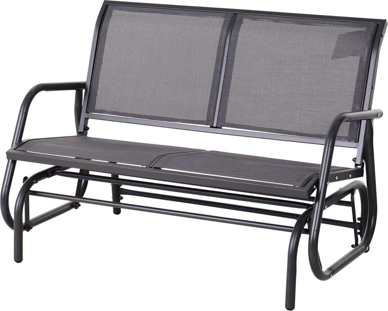 Schaukelbank 2-Sitzer aus Metall, ca. 120 x 70 x 88 cm - Grau