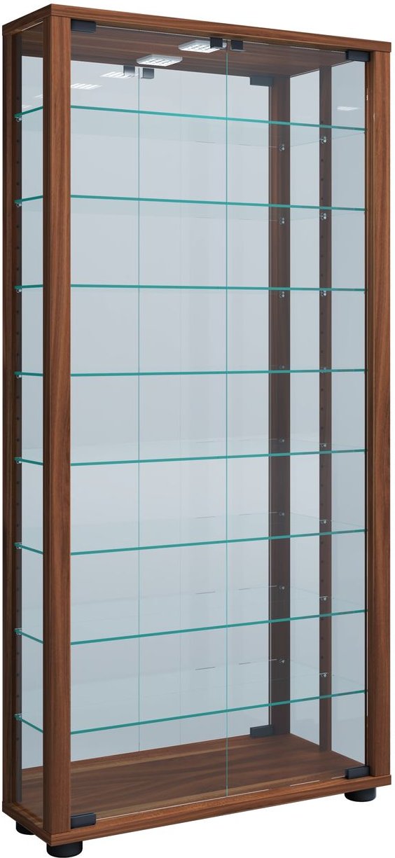 Wandvitrine "Vitrosa Maxi" mit Spiegel Kern-Nussbaum