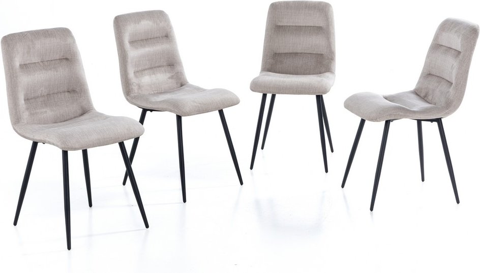 4er-Set Esszimmerstuhl ohne Armlehnen, gepolstert aus Samtbezug, ca. 59,5 x 44 x 86,5 cm - Beige