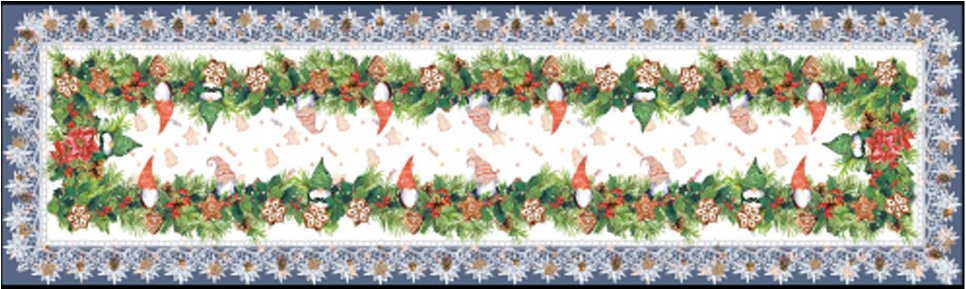 Tischläufer mit Spitze, ca. 40 x 150 cm - Wichtel/Weihnachtsstern