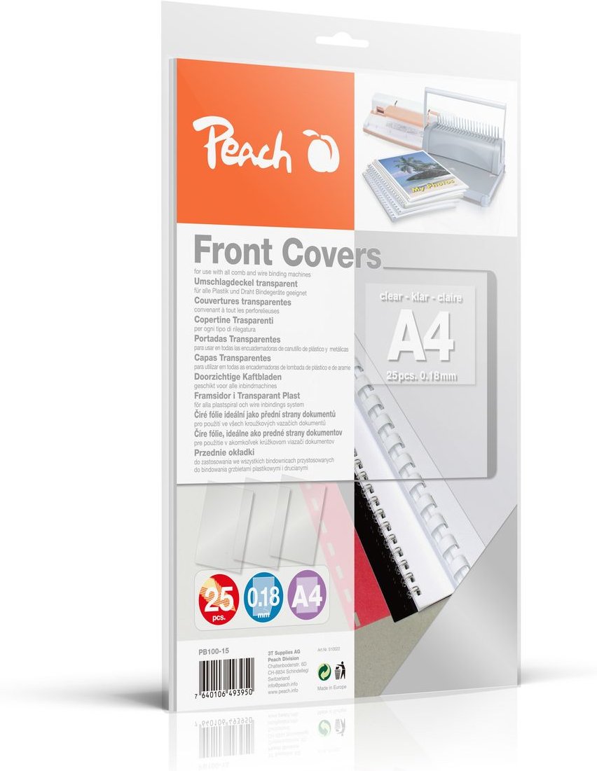 Klarsicht Einbanddeckel, farblos, 0.18mm, A4, 25 Stk