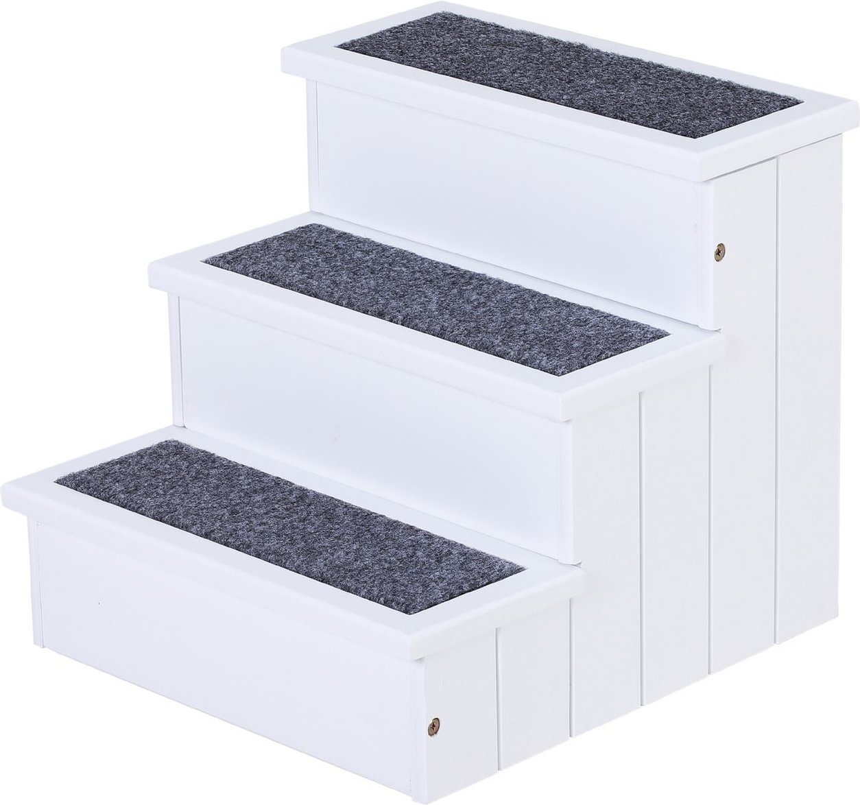 Haustiertreppe Hundetreppe Einstiegshilfe mit Teppich Tannenholz Weiß