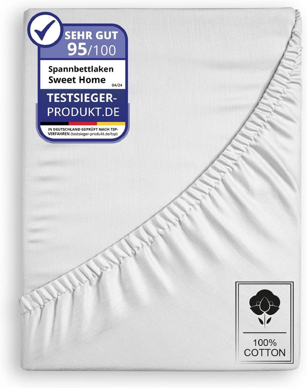 Weiches Jersey Spannbettlaken 160x200 cm – Weiß