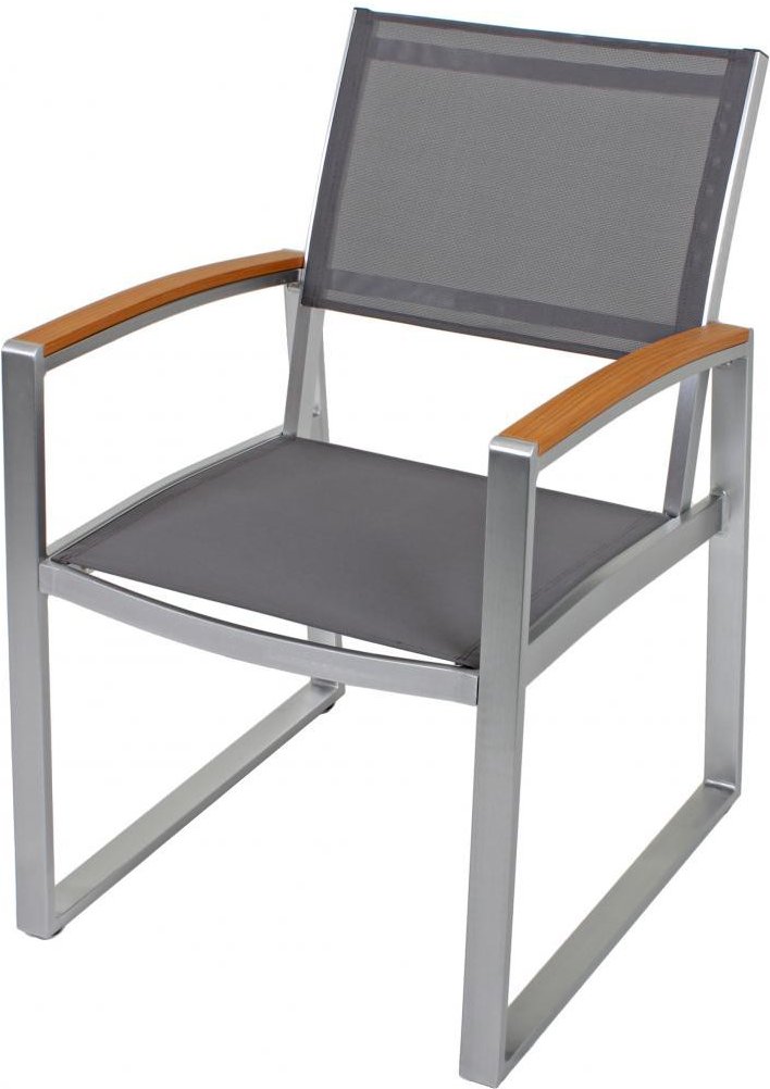 Harms Stuhl mit Armlehnen AVA, 2er-Set, Sitzfläche und Rückenlehne aus grauem Holzimitat