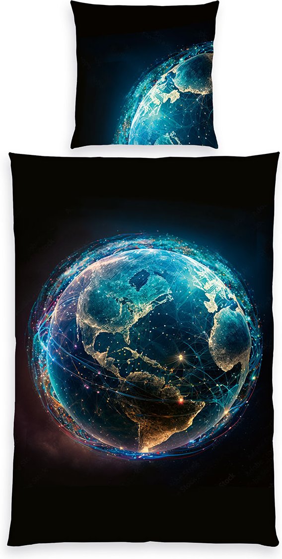 Thumbnail - Weltkugel Bettwäsche Größe 80x80 + 135x200 cm